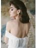 Off Shoulder Ivory Chiffon Lace Slit Bohemian Wedding Dress